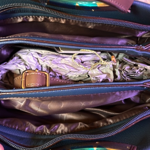 NWT Vegan Blue/Brown Crossbody. So amazingly soft. - Picture 10 of 11